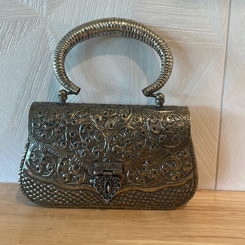 Vintage handmade mini metal purse
